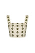 Marimba Silk Martellato Top  / Ivory Green Chintz